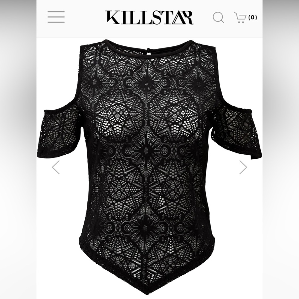 Killstar Astral Lace top, black, cold shoulder, EUC